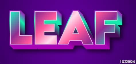 Leaf Purple Green And Pink 3d Text Effect Generator