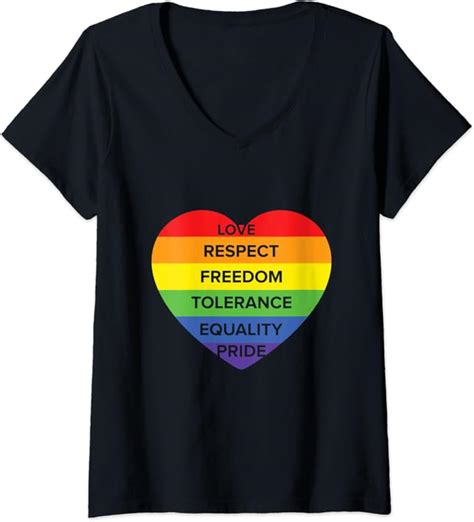 Damen Lgbtq Equality Pride Gay Lesben Bisexuelle Regenbogen T Shirt Mit V Ausschnitt Amazon De