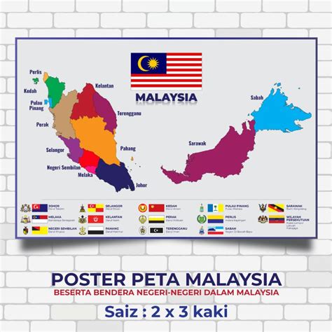 Poster Bendera Malaysia Poster Jata Dan Bendera Negeri Negeri Di The