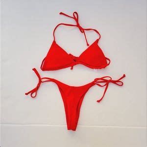 Swim Womens Sexy Halter Thong Bikini Tie Two Sides Bottom Triangle Bikini Swimsuit S Poshmark