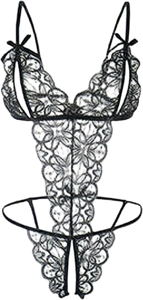 Acariciar Women One Piece Lingerie Lace Bodysuit Bodysuit Deep V Teddy Babydoll Nightgown