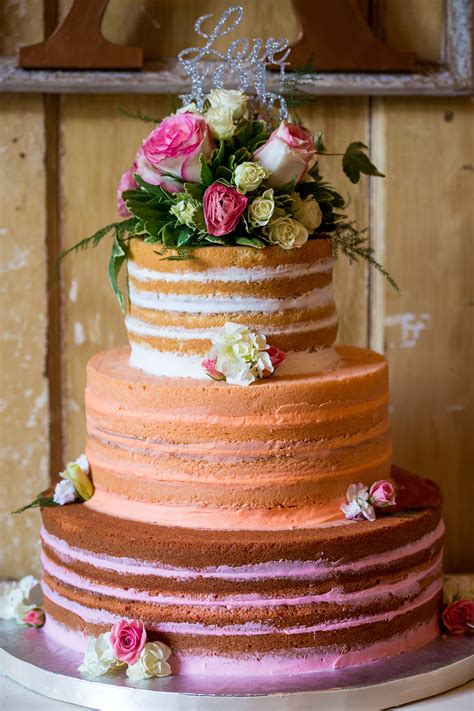 Three Tier Vanilla Naked Ombre Cake