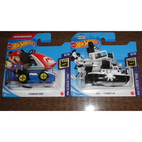 Hot Wheels Mario Kart Mickey Disney Steamboat Hw Screen Time Shopee Brasil
