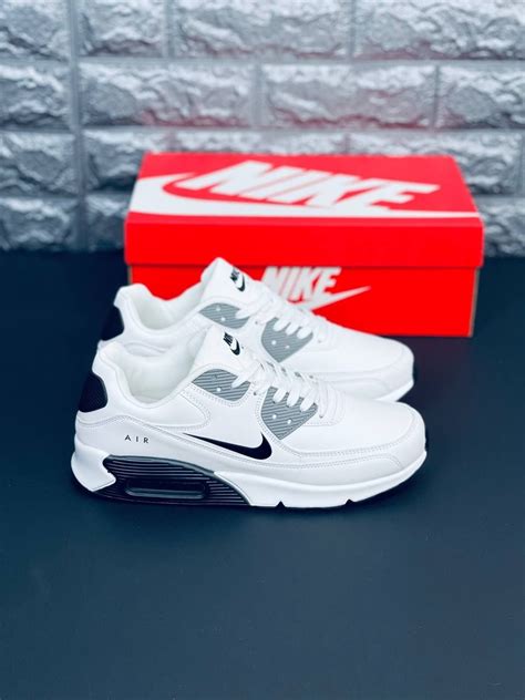 Мужские Кроссовки Nike Air Max 90 Белые Кожаные Кросовки Найк Аир Макс ...