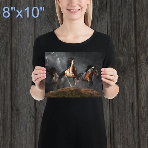 Mustangs Of The Storm Horse Themed Art Print Etsy