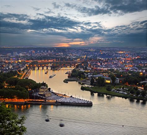 Blick von der Festung Ehrenbreitstein auf Koblenz Foto & Bild ...