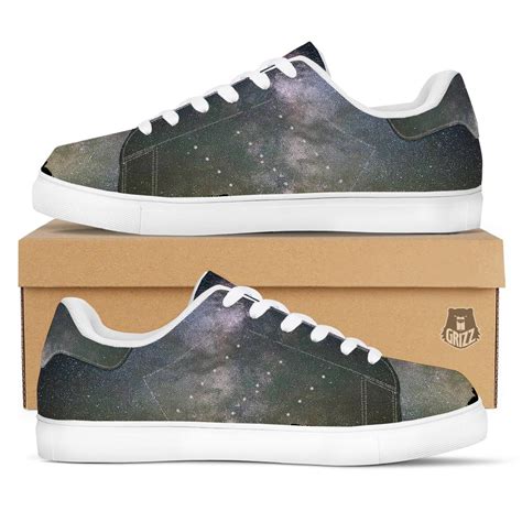 Milky Way Stars Night Print White Low Top Sneakers