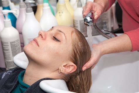 Hair Washing At A Hairdressing Salon Stock Image Image Of