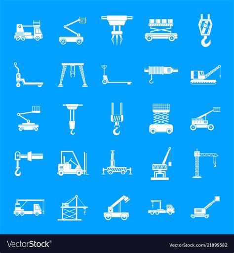 Lifting Machine Icons Set Simple Style Royalty Free Vector