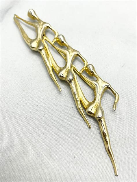 Vintage Dancing Nude Woman Gold Tone Large Brooch Pin Etsy