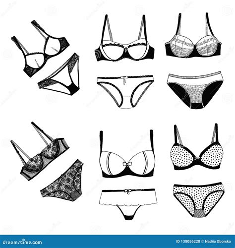 Set Of Female Lace Underwear Vector Stock Illustration Illustration Of Lingerie Lace