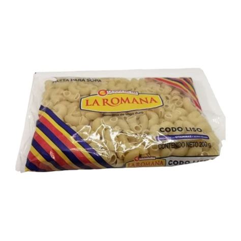 Pasta Para Sopa La Romana De Codo Liso 200 G Bodega Aurrera Despensa