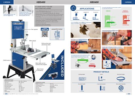 Scheppach HBS400 Bandsaw 750W - Product Information and Specifications