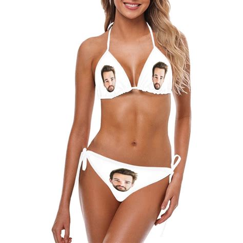 Custom Face Bikini Set Picture Photo Personalized Bachelorette String High Waisted Cheeky