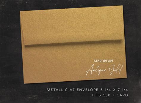 25 Gold Metallic A7 Envelopes Stardream ANTIQUE GOLD Envelope 5 1 4 X 7