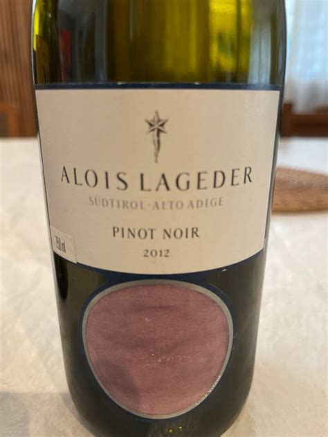 2012 Alois Lageder Pinot Noir Italy Trentino Alto Adige Alto Adige