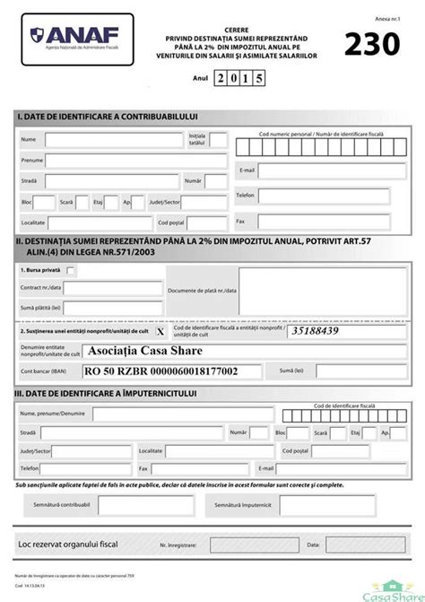 Formularul 230 Casa Share