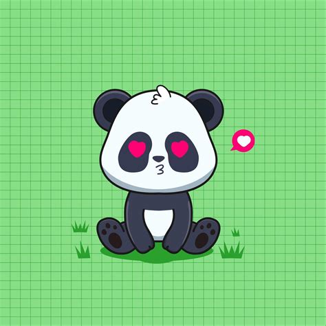 Cute Panda In Love Chibi Sitting Panda Vector Illustration 13671511