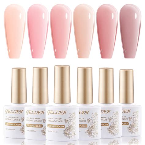 Amazon Gellen Jelly Nude Pink Gel Nail Polish Set Colors Sheer Gel Polish Kit UV LED