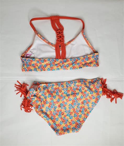 Kanu Surf Girls Willow V Neck Bikini Piece Swimsuit Summer Bloom Coral EBay