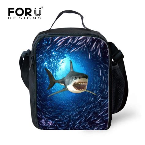 FORUDESIGNS Bolsa de almuerzo con estampado de tiburón y Animal para