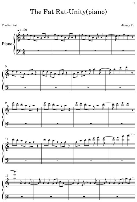 The Fat Rat Unitypiano Sheet Music For Piano