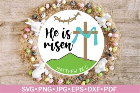 He is Risen SVG - Easter Round Sign SVG Graphic by SouthernDaisyDesign ...