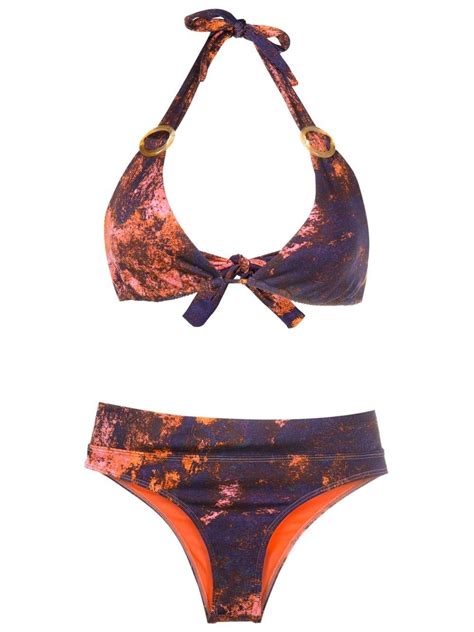 Brigitte Hardware Detail Halterneck Bikini Set Purple FARFETCH
