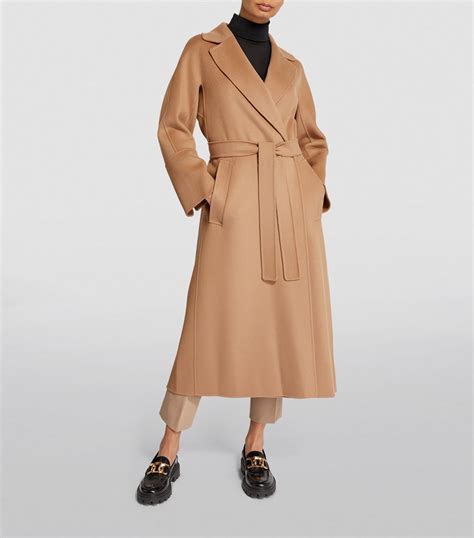 Womens Max Mara Beige Virgin Wool Wrap Coat Harrods Uk