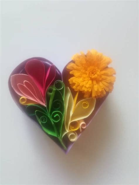 Mini Quilled Magnet Heart Quilling Mini Paper Heart Wedding Etsy