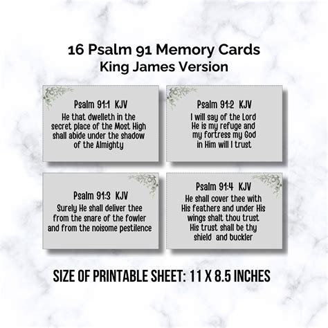 16 Psalm 91 King James Version Scripture Memory Cards, 1 PDF File - 11