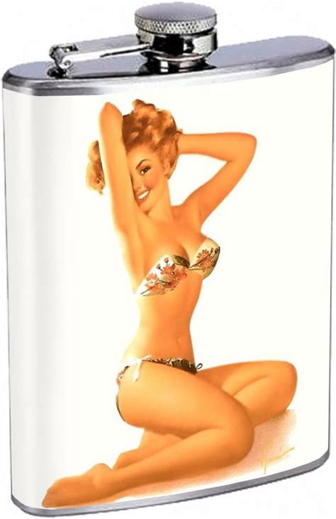 Amazon Flask Oz Stainless Steel Sexy Hot Pin Up Girl Design Alcohol And Spirits