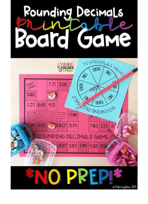 a board game with some candy in it and the words rounding decimals on it