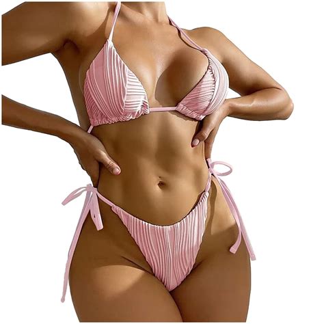 Willbest Cute Bikinis Womens High Cut Bikini Sets Swimsuit Tie Knot