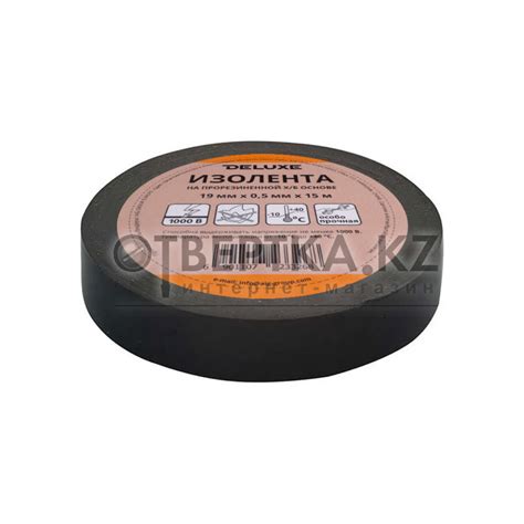 Изолента Deluxe ХБ 80 гр 19 мм x 0,5 мм длина 15м чёрная Insulating ...