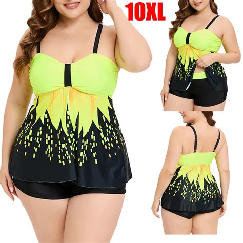 Женский купальник размера плюс 10XL, костюмы из 2 частей, купальник ...