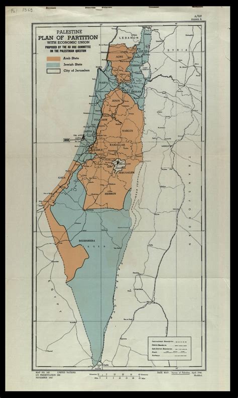 UN Partition Plan Map, 1947 | The National Library of Israel for Educators