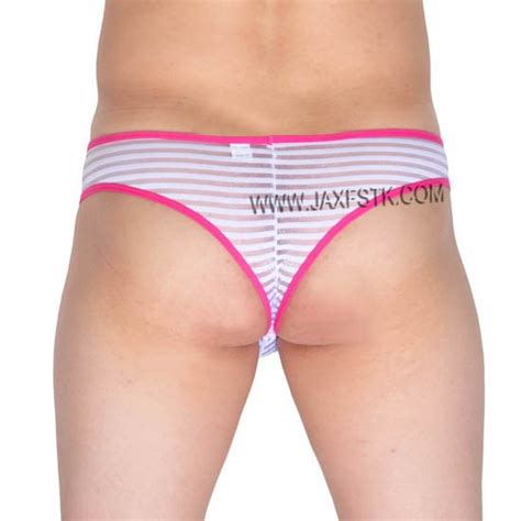 Sexy Men S Transparent Mesh Striped Bikini Boxers Underwear Pouch Mini Bikini Sheer Micro Boxers