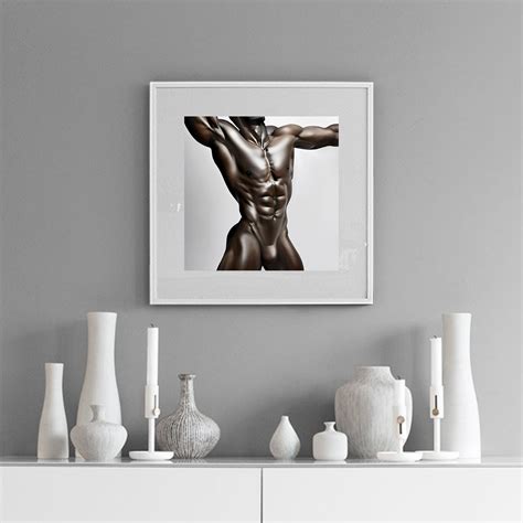 Digital Ai Gay Art Generated Erotic Muscle Male Torso Male Nude Poster Wall Art Ratio