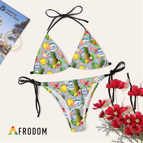 Busch Light Pineapple Aloha Bikini Set Swimsuit Beach Afrodom