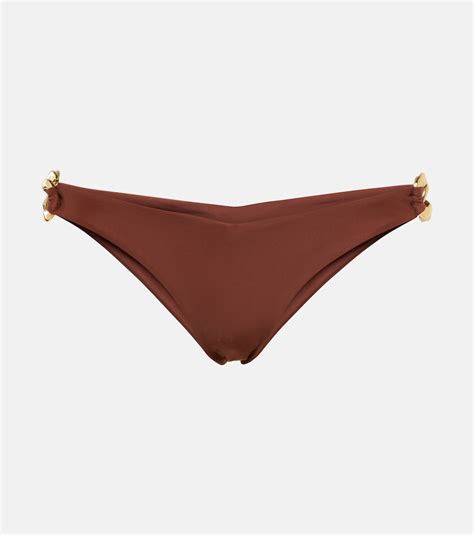 Chain Embellished Bikini Bottoms In Brown Same Mytheresa
