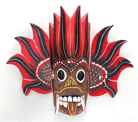 Sri Lanka Traditional Wall Mask Gini Raksha Kaduru Wood By Icmcm