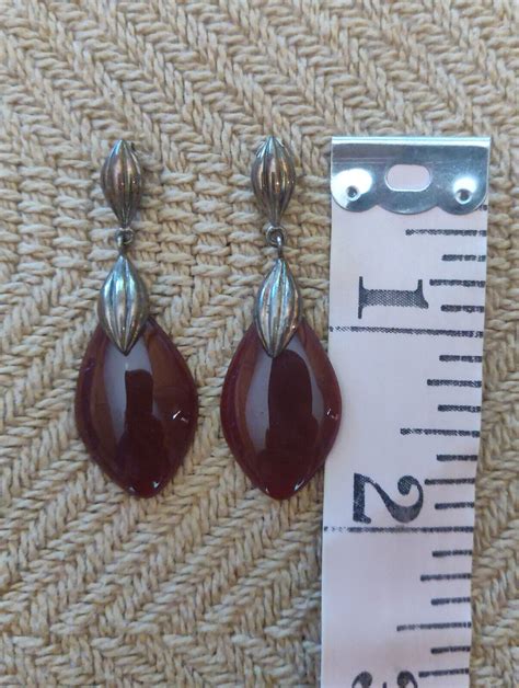 Sterling Silver Red Stone Dangle Earrings Ebay