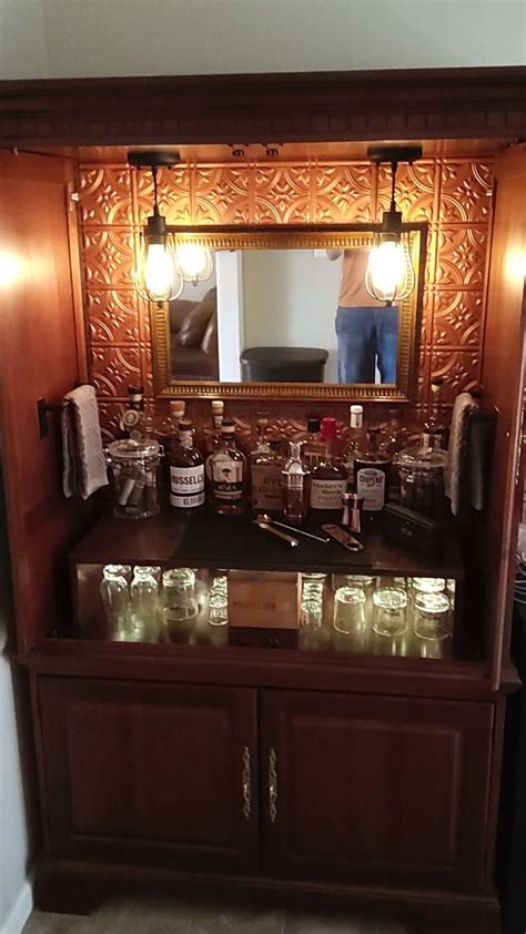 Home Bar Liquor Cabinet Built From Old Entertainment Center Diy Home