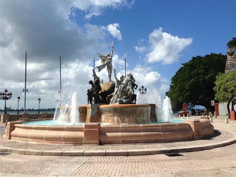 Old San Juan Raices Fountain At Start Of Paseo De Princesa Old San