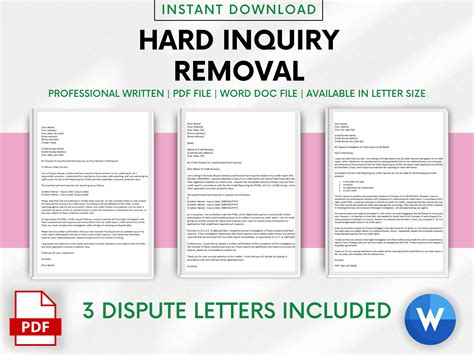 Hard Inquiry Removal Credit Dispute Letter Template Diy Credit Repair