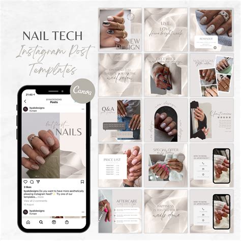 Nail Tech Instagram Posts, Silk Beige Nails Instagram Templates
