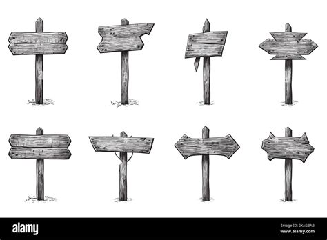 Set Of Wooden Signs On Transparent Background Stock Vector Image And Art