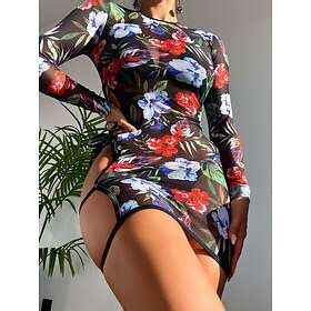 SHEIN Tropisk Boho Bikini Set S Knytdetalj Stringtrosor Multifärgad Blommig Grimma Skära Ut