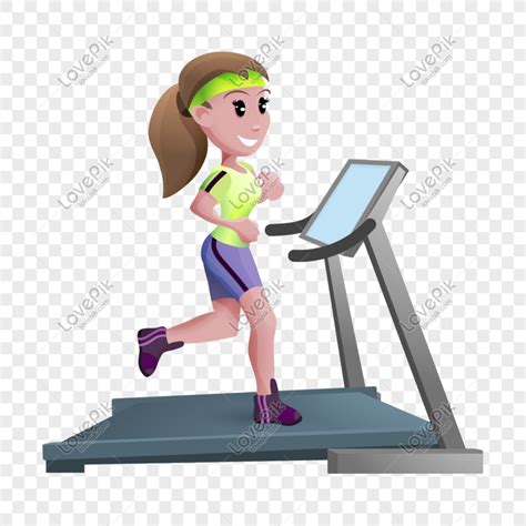 Cartoon Girl Running On Treadmill, Treadmill, Running, Aerobics Free ...